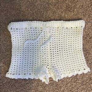 Handmade Crochet White cover up shorts